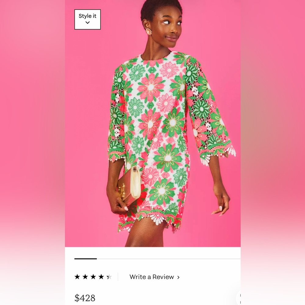 NWT LILLY PULIZTER JOURI 3/4 SLEEVE LACE DRESS & 4 LILLY PULITZER SCRUNCHIES
🩷🤍💚